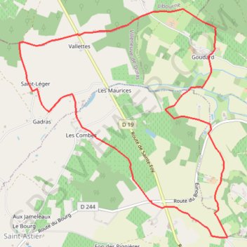Saint-Léger, entre bois, vignes et vergers de pruniers GPS track, route, trail