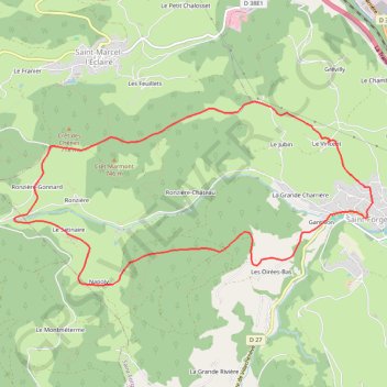 Randonnée de Saint-Forgeux à Ronzière GPS track, route, trail