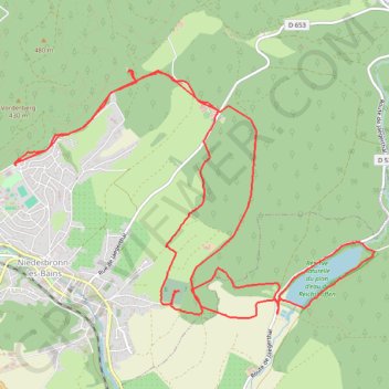 Sur les hauteurs de Niederbronn, vers le plan d'eau de Wolfartshoffen GPS track, route, trail