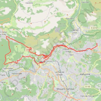 Roquefort-les-Pins - Grasse - Cabris - Saint-Vallier - Grasse GPS track, route, trail
