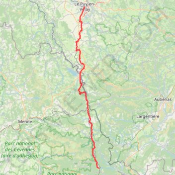 Chemin de Régordane du Puy-en-Velay à Chamborigaud GPS track, route, trail