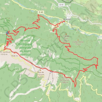 Mont Ventoux face Nord GPS track, route, trail