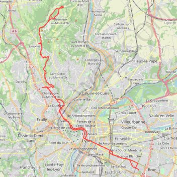 De Bron à Poleymieux-au-Mont-d'Or GPS track, route, trail