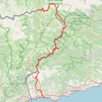 Traversée Col de Tende - Vintimille GPS track, route, trail