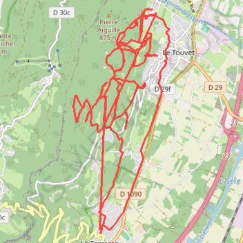 Forêt du Touvet, sentiers et chemins GPS track, route, trail
