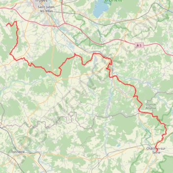 GR2 De Châtillon-sur-Seine (Côte-d'Or) à Vauchassis (Aube) GPS track, route, trail