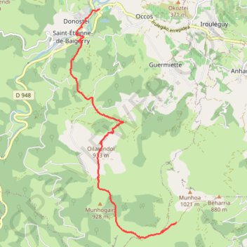 Saint Etienne de Baïgorry - col d'Urdanzia GPS track, route, trail