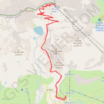 Le pic du Midi-de-Bigorre GPS track, route, trail