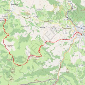 De Saint-Étienne-de-Baïgorry à Saint-Jean-Pied-de-Port GPS track, route, trail